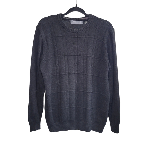 Oscar De La Renta Vintage Textured Knit Pullover Sweater Men's Size L Dark Gray - Picture 1 of 9
